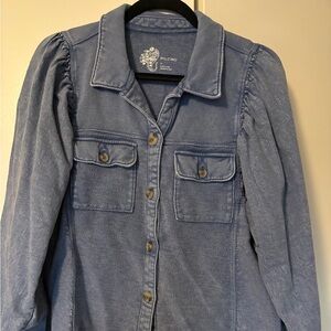 Pilcro Light Blue Textured Shirt from Anthropologie.